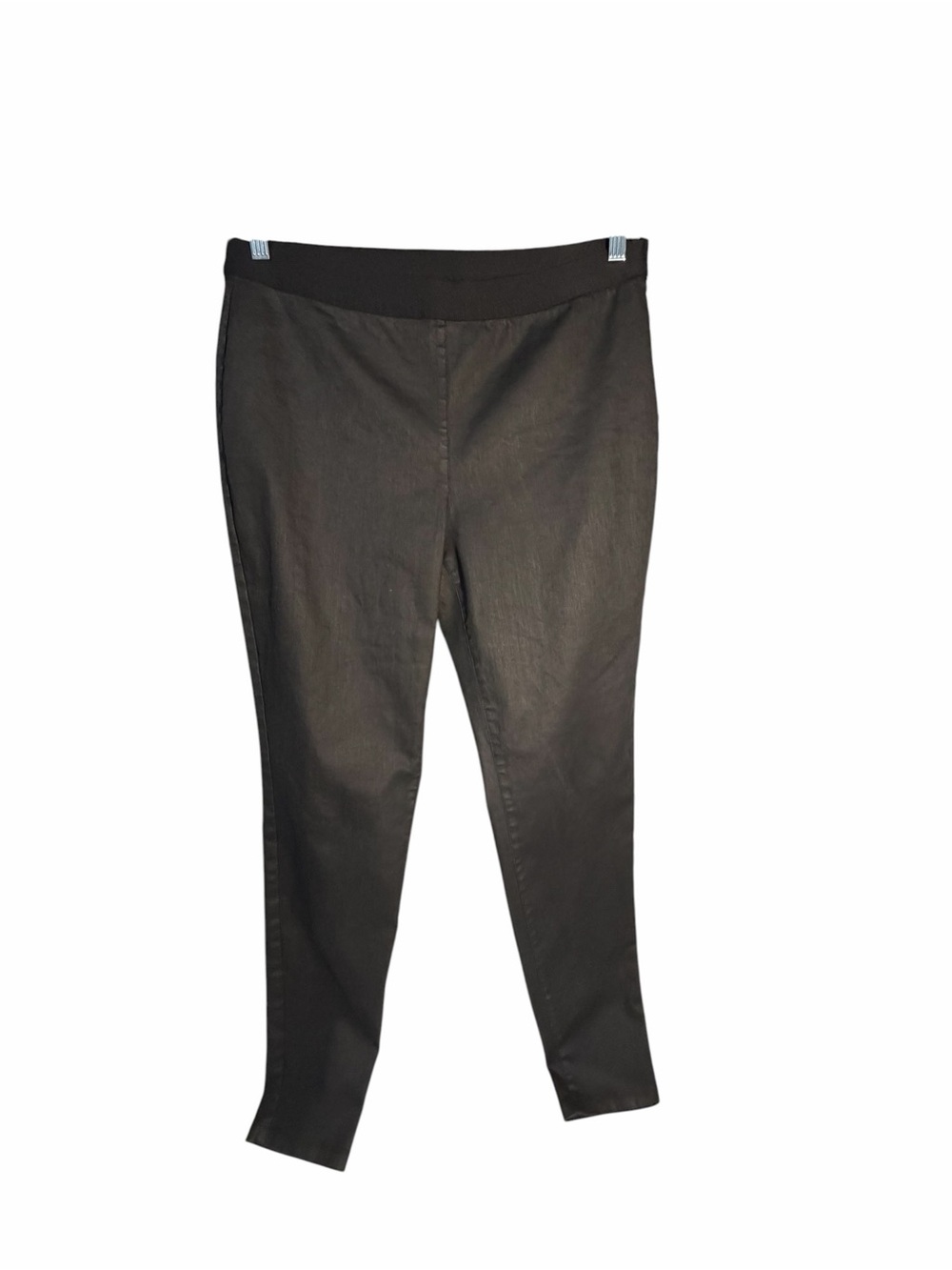 Eileen Fisher Coated Organic Cotton Legging Pull On Pants Black Sz Lrg
